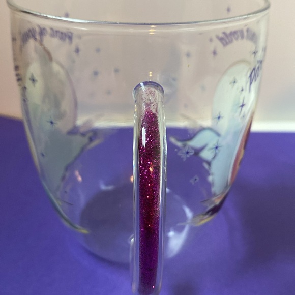 Disney Little Mermaid Glitter Handle Very Delicate Thin Glass Mug 14oz - Picture 4 of 5